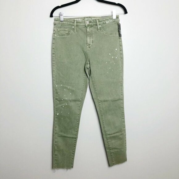 NWT Womens Green White Splatter Paint skinny Jeggings - Picture 1 of 7